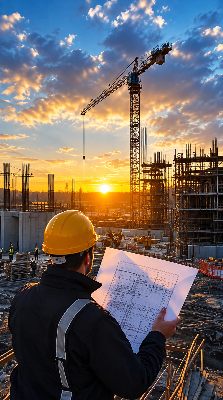 Construction site with engineer